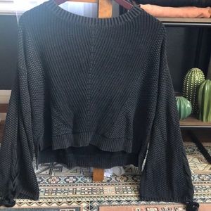 Crop sweater with bell sleeves